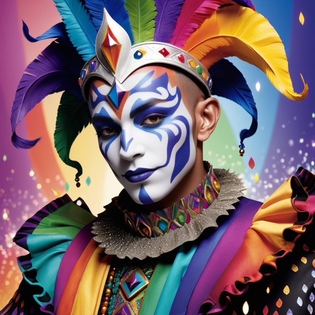 Flamboyant Jester in Colorful Patterns