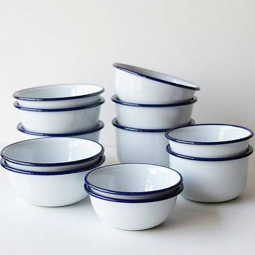 Stacked Vintage Enamelware Bowls