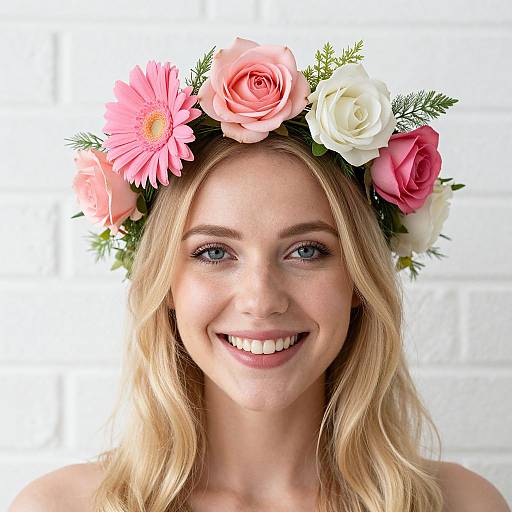 Blonde Woman with Vibrant Floral Crown
