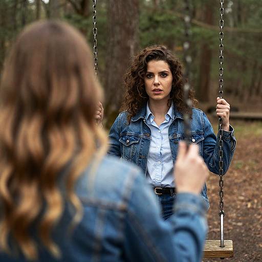 Two Women on a Forest Swing