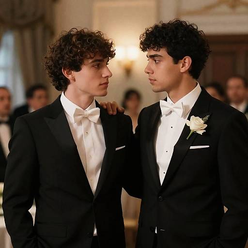 Elegant Encounter in a Dimly Lit Room