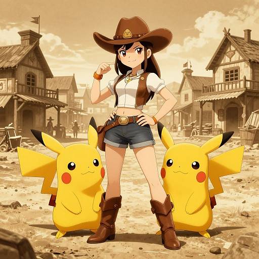 Cowgirl Pokémon with Pikachu