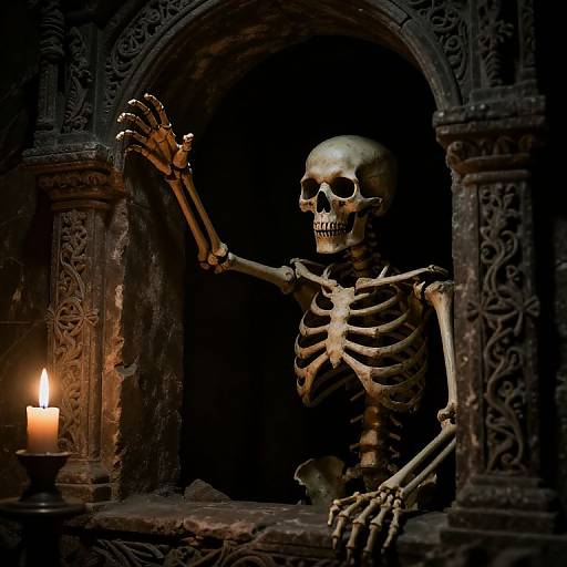 Gothic Skeleton Reaching From Crypt