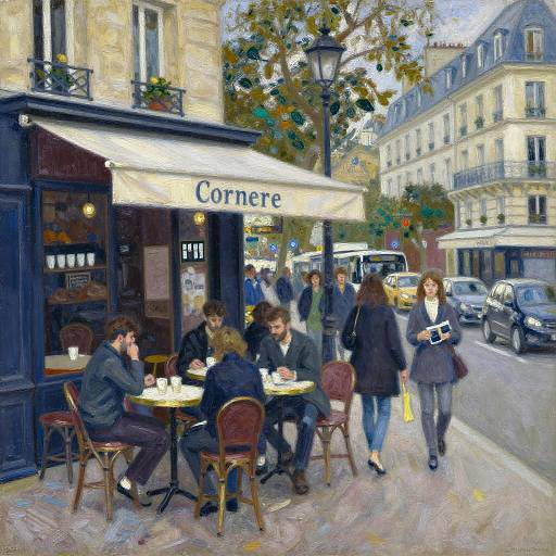 Modern Impressionist Paris Café Scene