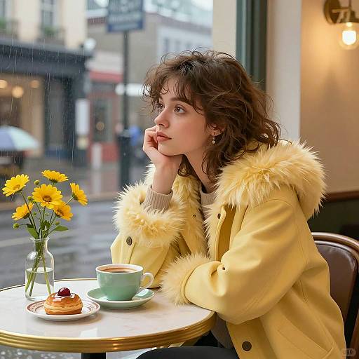Cozy Café Scene on a Rainy Day