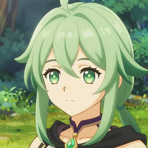 Watercolor Portrait of Mystical Genshin Character