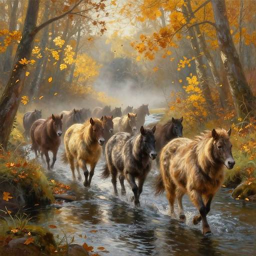 Autumn Cattle Crossing Impressionism