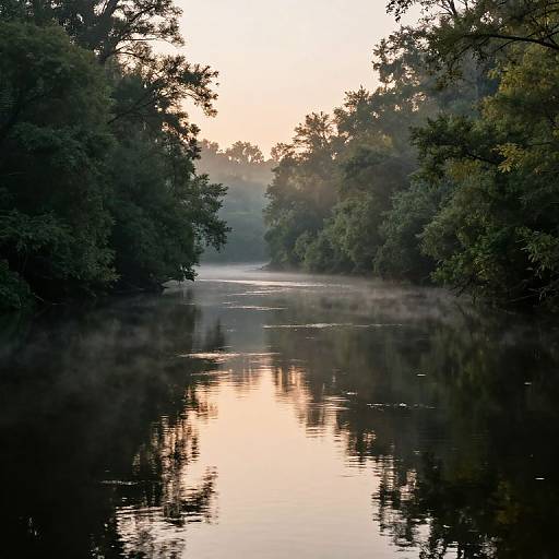 Serene River at Dawn Reflection