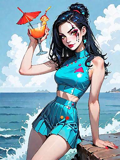 Red Pleated Cocktail Party Portrait