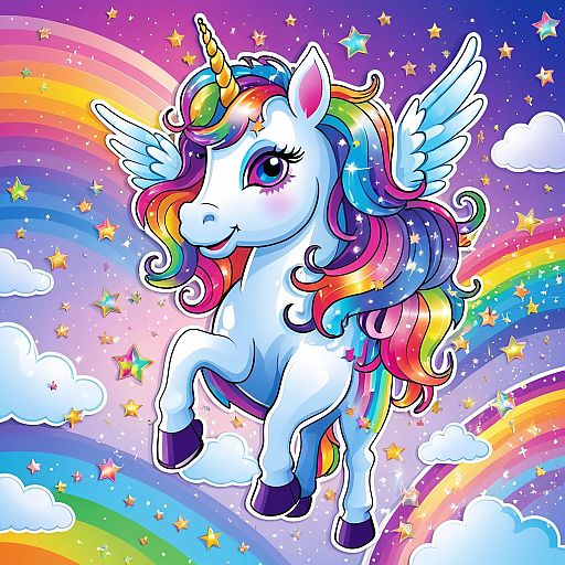 Whimsical Unicorn Sticker Bomb Illustration Whimsical Unicorn Sticker Bomb Illustration