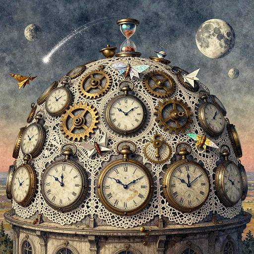 Opal Dawn Pocket-Watch Constellation Doily