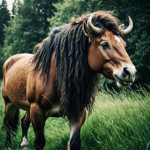 Realistic Male Centaur with Flowing Mane in Grass