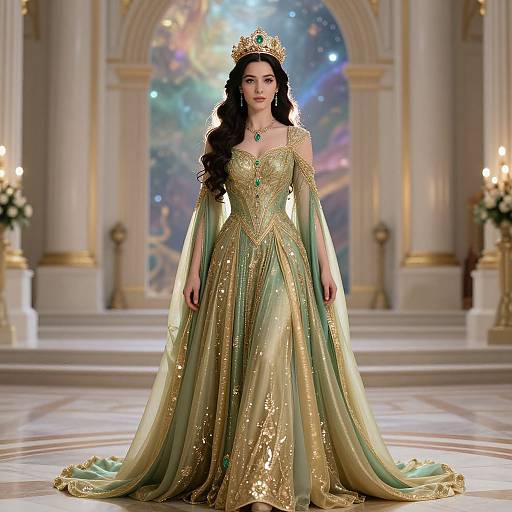 Majestic Royal Woman in Elegant Gown