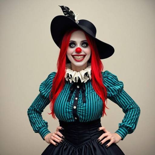 Whimsical Clown Girl with a Grin Whimsical Clown Girl with a Grin