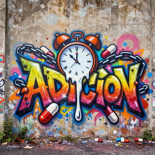 Vibrant Graffiti Addiction Symbol