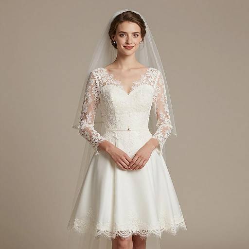 Elegant Short Wedding Dress Portrait