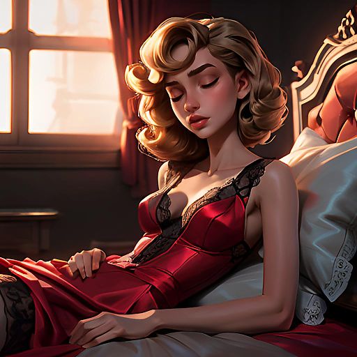 Elegant Crimson Satin Character in Romance