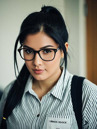 Young Woman with Glasses and Ponytail