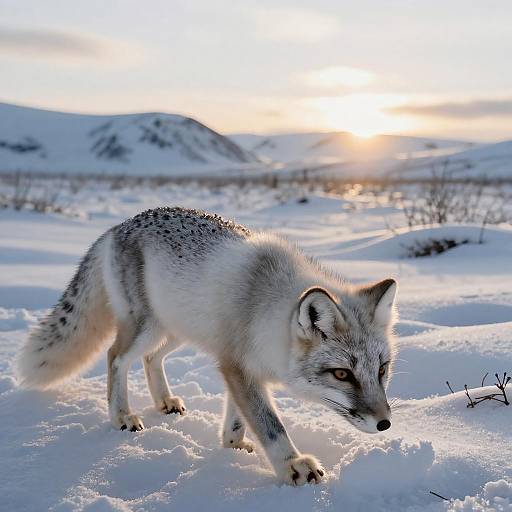 Cinematic Arctic Fox in Snowy Landscape