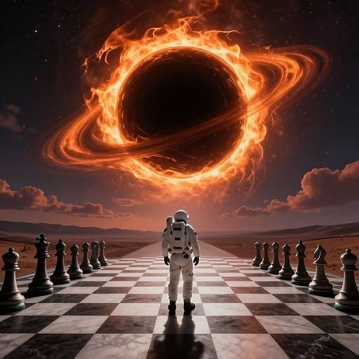 Astronaut by Surreal Cosmic Chessboard