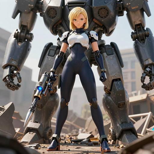 Mecha Android 18 in Robot Scrapyard