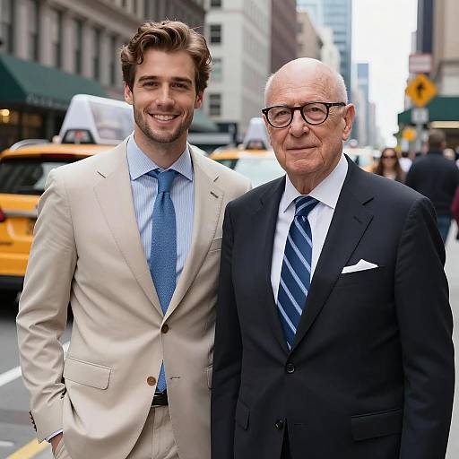 Stylish Duo in City Street Scene