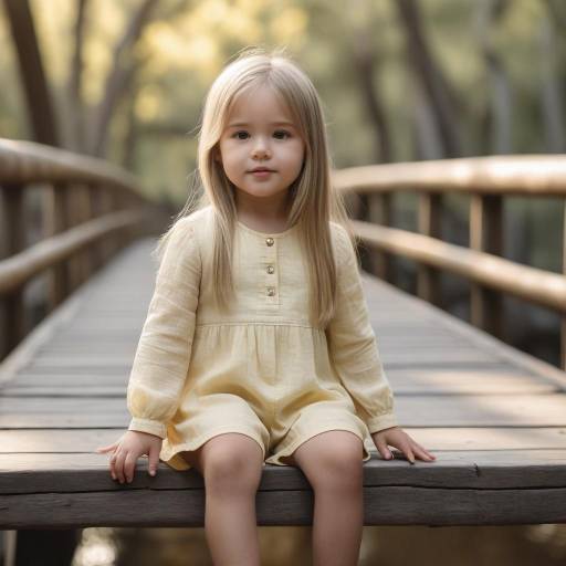 Toddler Girl Sitting on Wooden Bridge