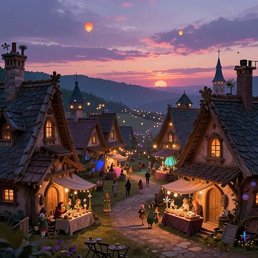 Serene Fantasy Village at Sunset