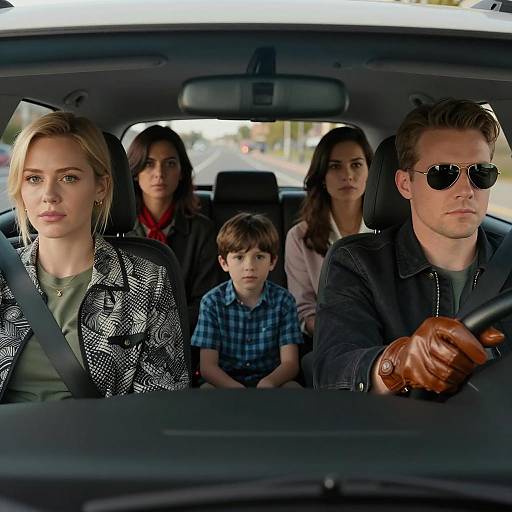 Five People in Car Interior