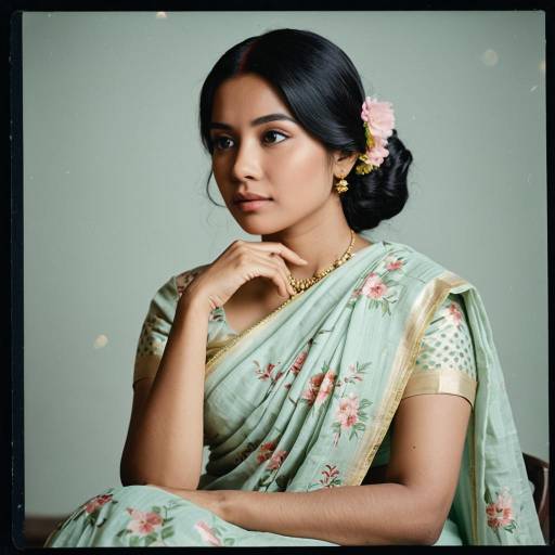 Elegant Charulata Cosplay in Pastel Saree