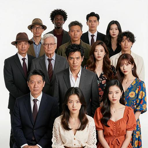 Diverse Group Portrait from Above