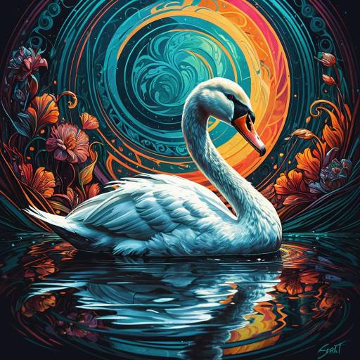 Psychedelic Swan Digital Painting