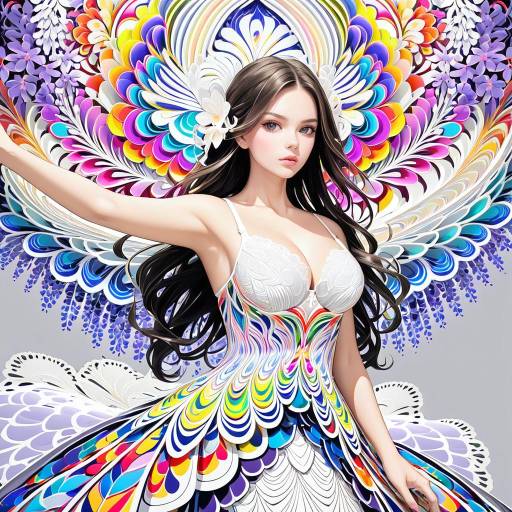 Stylish Brunette in Wisteria Elegance