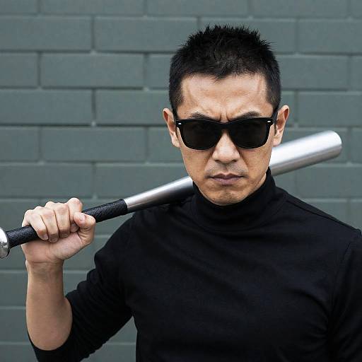 Serious Man Holding Metal Bat