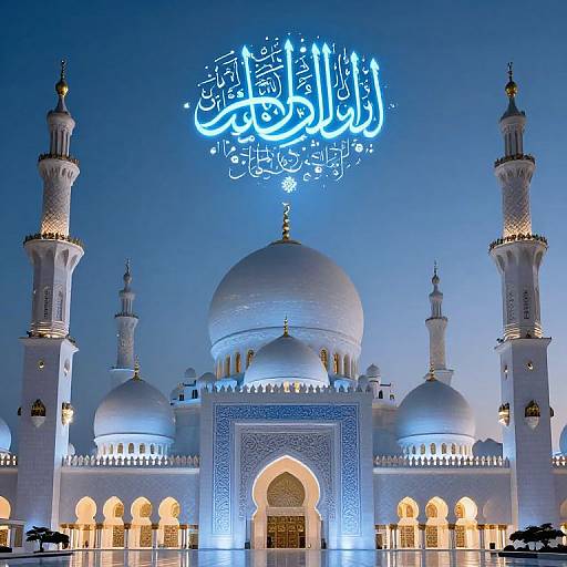 Futuristic Islamic Mosque with AI Calligraphy