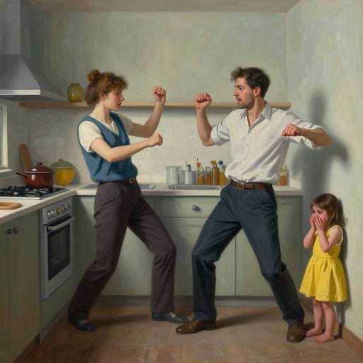 Surreal Oil Painting of Family Conflict