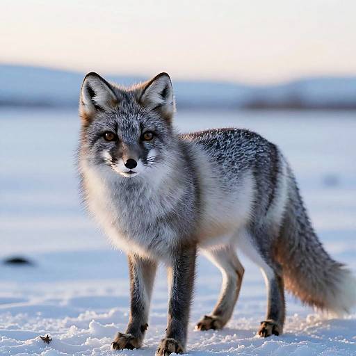 Majestic Arctic Fox in Twilight Snowfield