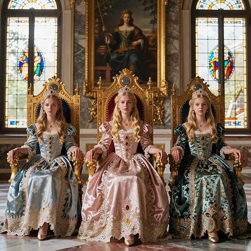 Blonde Princesses on Jewel Thrones