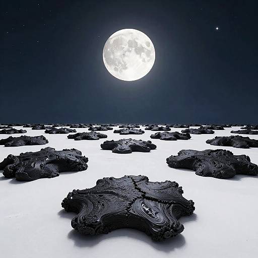 Minimalist Lava Flow Under Moonlight
