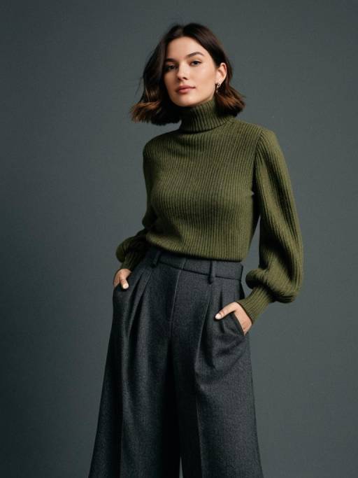 Chic Contemporary Woman in Olive Green