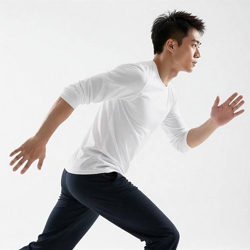 Dynamic Runner in Mid-Stride Action