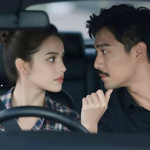 Intense Moment Between Man and Woman in Car