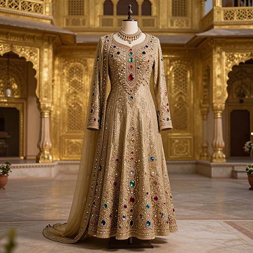 Royal Punjabi Suit in Palace Courtyard