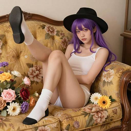 Digital Art of Purple-Haired Woman