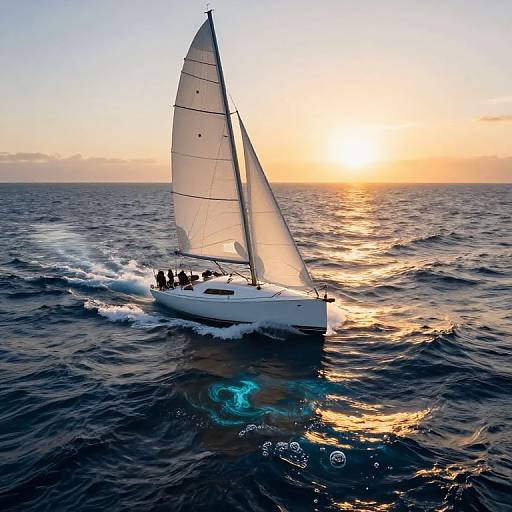 Sailboat at Sunset Over Ocean