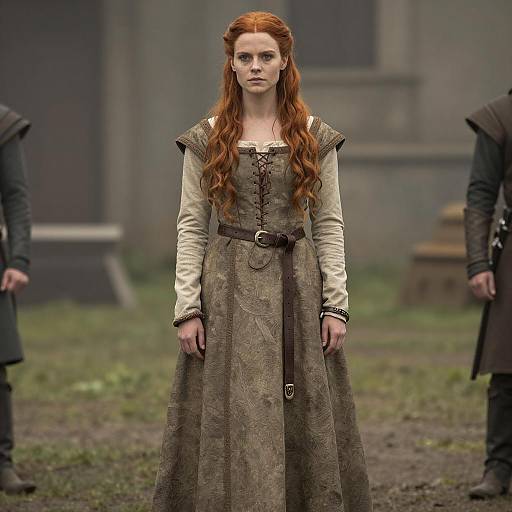 Woman in Medieval Dress with Red Hair