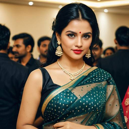 Elegant Solo Girl in Organza Saree