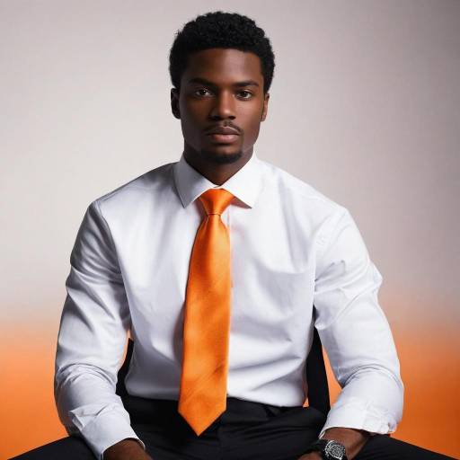 Confident Young Man in White Shirt and Orange Tie