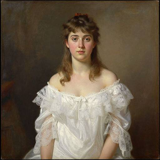 Romantic Russian Woman in Vintage Oil