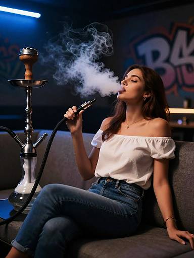Cozy Shisha Lounge Cinematic Portrait